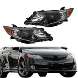 Black Housing Projector Headlights Headlamps For 2012-2014 Toyota Camry 2Pcs