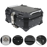 labwork 22L Motorcycle Top Case Tail Box with Backrest and Mounting Plate Hard Aluminum Alloy Watertightness Security Lock Against Theft Black Metal Motorcycle Trunk Tour Tail Box