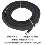 labwork 8AN Black Nylon PTFE (Teflon) Fuel Line Hose Kit 20 Feet Gas Ethanol E85 Oil Line Hose with 10PCS Swivel Fuel Hose Fitting Adapter Kit