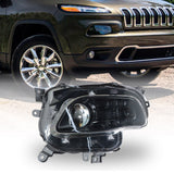 Right Headlight For 2014-2018 Jeep Cherokee Projector Black Housing Halogen Type