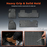TPE Floor Mats for Toyota Highlander 7&8 Seats(Not for Hybrid) | 2014 2015 2016 2017 2018 2019 All Weather Custom Fit Heavy Duty Floor Liners