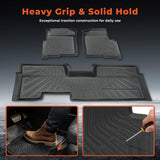 For 2009-2014 Ford F-150 F150 SuperCab TPE Front &2nd Row Floor Mats Liner Black