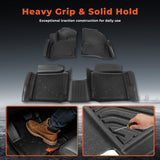 3Pcs Car Floor Mats Liner Front and Rear TPE Black Replacement for Taurus 2010-2019