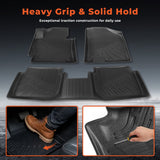 3PCS Floor Mats Black TPE Replacement for Elan-tra 2011-2016 1st and 2nd Row