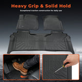 Black 3Pcs Front and Rear TPE Car Floor Mats Replacement for Silverado 1500 Replacement for Sierra 1500 Crew Cab 2019-2026 with Rear Storage