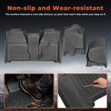 labwork 3-Piece 3D TPE All-Weather Floor Mats for 2007-2014 Chevy Silverado GMC Sierra Crew Cab 1500 2500 3500 HD