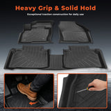 3Pcs Car Floor Mats Front and Rear TPE Black Replacement for Edge 2015-2024