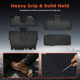 Floor Mats for Toyota Sienna (7 Seater) - Heavy Duty All Weather Custom Fit Rubber Mats - Compatible with Models 2004-2010 | Complete Set with Front, Back and Cargo, Black