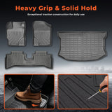 TPE Floor Mats Liners & Trunk Cargo Liner Set For 2012-2015 Toyota Prius C Black