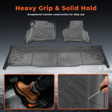 3Pcs Car Floor Mats Liner Front and Rear TPE Black Replacement for F250 F350 F450 F550 Super Duty Crew Cab 1999-2007