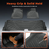 3Pcs Car Floor Mats Front and Rear TPE Black Replacement for F-250 F-350 Super Duty SuperCab 2008-2010