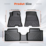 labwork 3-Piece 3D TPE All-Weather Floor Mats for 2022-2025 Ford Maverick Hybrid Front & Rear Set
