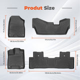 Full Set TPE All-Weather 3D Custom Floor Mats for 2014-2020 Acura MDX 7-Passenger