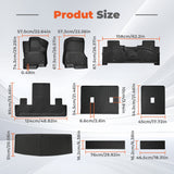 Full Set TPE Floor Mats Cargo Backrest Liners for 2018-2025 Ford Expedition 7 Seats