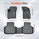 3Pcs Car Floor Mats Liner Front and Rear TPE Black Replacement for Journey 2011-2020