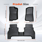 3-Piece 3D TPE All-Weather Floor Mats for 2020-2025 Jeep Gladiator 4-Door Front & Rear Set
