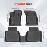 labwork 3-Piece 3D TPE All-Weather Floor Mats for 2017-2020 Ford Fusion Front & Rear Set