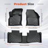 3Pcs Car Floor Mats Front and Rear TPE Black Replacement for Edge 2015-2024
