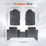 3PCS TPE All-Weather Floor Mats for 2019-2023 Ford Ranger SuperCrew