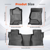 Full Set 3D TPE All-Weather Floor Mats for 2014-2019 Chevy Silverado GMC Sierra 1500 2500 3500 HD