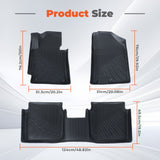 3PCS Floor Mats Black TPE Replacement for Elan-tra 2011-2016 1st and 2nd Row