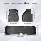 3Pcs Car Floor Mats Front and Rear TPE Black Replacement for F-250 F-350 Super Duty SuperCab 2008-2010