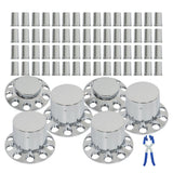 33mm Lug Nug Chrome Hub Cover Kit 2 Front & 4 Rear Replacement for Semi Truck with 33mm Thread-on Lug Nuts