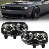 Labwork Headlamp For 2015-18 Dodge Challenger Black Halogen With LED Right&Left