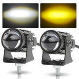 labwork 2 Pcs 10w LED Driving Fog Lights High Low Beam Dual-Color Small Steel Gun Lens White and Amber LED Pods Projector Lights Replacement for Motorcycle Cars ATV UTV Bike Truck