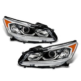 Driver Side and Passenger Side Replacement for Accord 2016-2017 Headlights Assembly Black Bezel Front Head Lamp