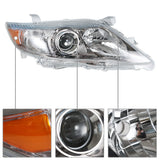 for 2010-2011 Toyota Camry SE Clear Lens Black+Chrome Headlights Headlamps 1Pair