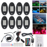 8pcs RGB LED Brake Lights Emergency Beacon Light w/Remote Control Wiring Harness Lab Work Auto