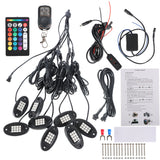 8pcs RGB LED Brake Lights Emergency Beacon Light w/Remote Control Wiring Harness Lab Work Auto