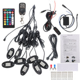8pcs RGB LED Brake Lights Emergency Beacon Light w/Remote Control Wiring Harness Lab Work Auto