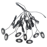 8pcs RGB LED Brake Lights Emergency Beacon Light w/Remote Control Wiring Harness Lab Work Auto