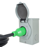 labwork 100FT 30A L14-30P To L14-30R Generator Extension Cable Green Connector Black Wire with Pre-Drilled Power Input Box 4 Prong