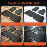 3Pcs Car Floor Mats Front and Rear TPE Black Replacement for F-250 F-350 Super Duty SuperCab 2008-2010