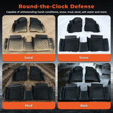 3Pcs Car Floor Mats Liner Front and Rear TPE Black Replacement for Taurus 2010-2019