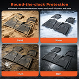 labwork 3-Piece 3D TPE All-Weather Floor Mats for 2007-2014 Chevy Silverado GMC Sierra Crew Cab 1500 2500 3500 HD