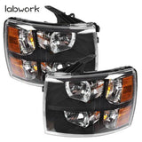 Headlight Head Lamps Fit For 2007-2013 Chevy Silverado Left+Right Black Housing Lab Work Auto