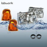 Headlights + Corner Turn Signal Lights Fit For 01-11 Ford Ranger Chrome Housing Lab Work Auto
