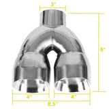 Labwork 2 Pcs Quad 3" In 4" Out 9" Long Dual Wall Exhaust Tips Stainless Steel Lab Work Auto