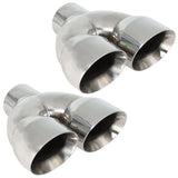 Labwork 2 Pcs Quad 3" In 4" Out 9" Long Dual Wall Exhaust Tips Stainless Steel Lab Work Auto