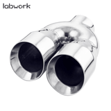 Labwork Exhaust Tip Dual Wall Stainless Steel Twin 4 inch Outlet 3 inch Inlet 9 Length Lab Work Auto