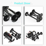 Labwork Train Horn Kit Loud System 4 Trumpets 150PSI For Car Truck Pickup Lab Work Auto