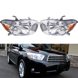 Pair Amber Corner Projector Headlight Head Lamps For 2008-2010 Toyota Highlander Lab Work Auto