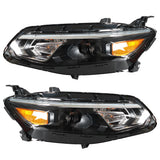 Pair Headlights Fit For 2016-2018 Chevy Malibu Black Housing Clear Lens Headlamp