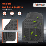 3 In 1 Car Floor Mats Front Rear Rubber Black Universal Fit Carpet Set