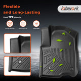 Black 3Pcs Front and Rear TPE Car Floor Mats Replacement for Silverado 1500 Replacement for Sierra 1500 Crew Cab 2019-2026 with Rear Storage