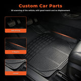 3 In 1 Car Floor Mats Front Rear Rubber Black Universal Fit Carpet Set